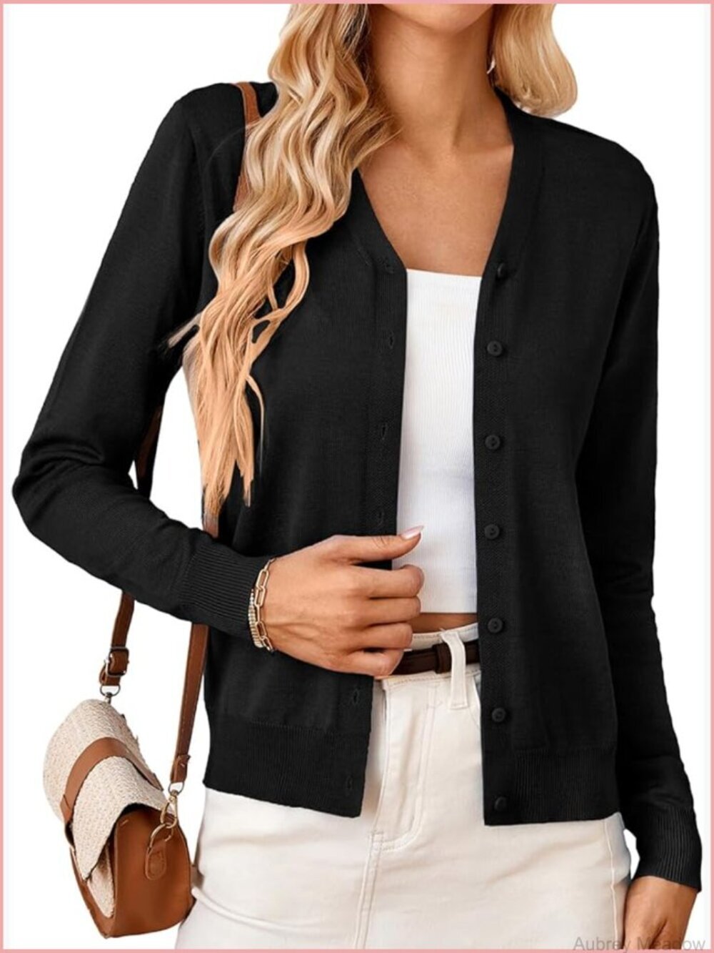 Lightweight Cardigan Sweater Button Up V Neck Knit Shrug Open Front Long Sleeve